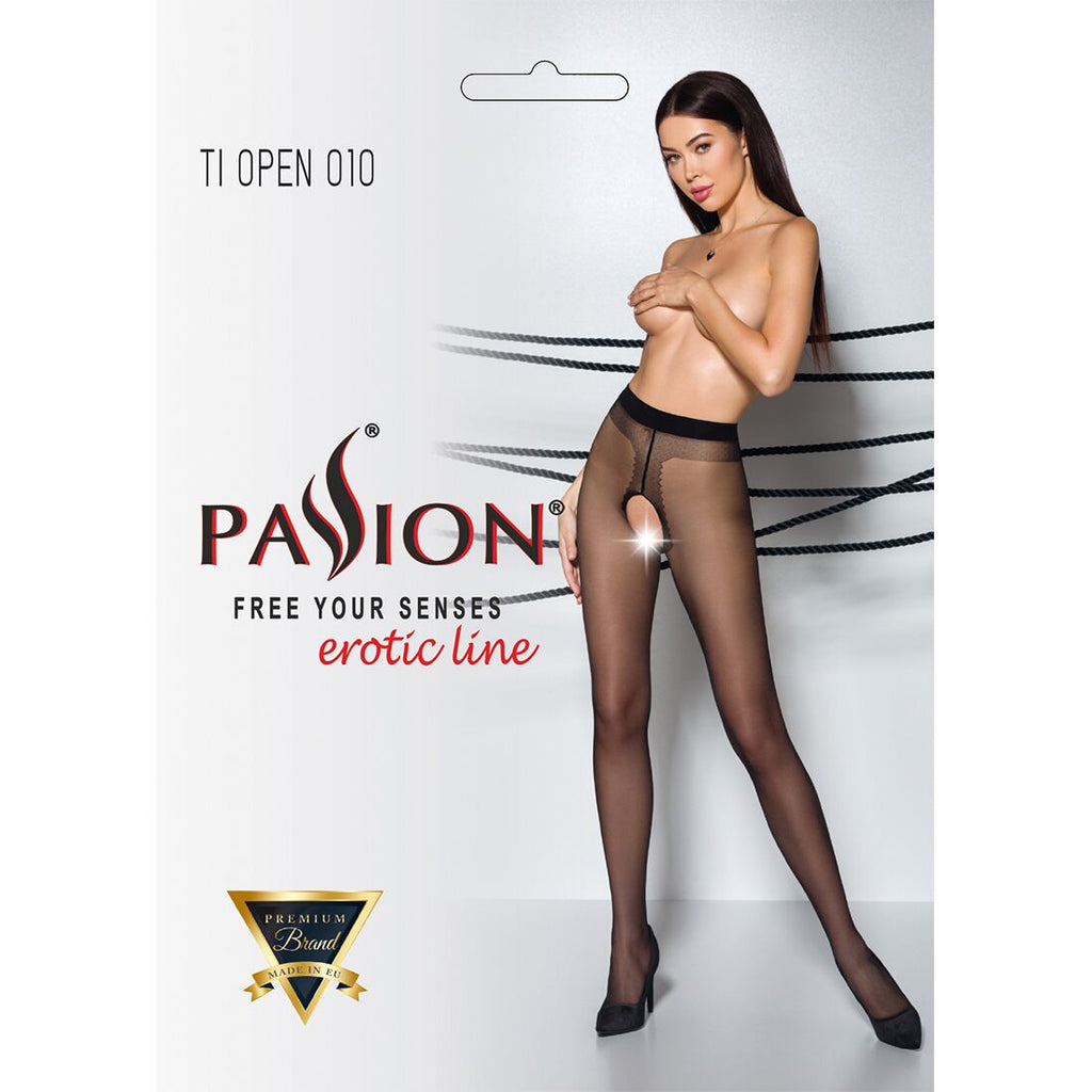 Passion (Польща) Колготки з відкритим доступом, контрастна лінія Passion TIOPEN 010 1/2 (20 den), black