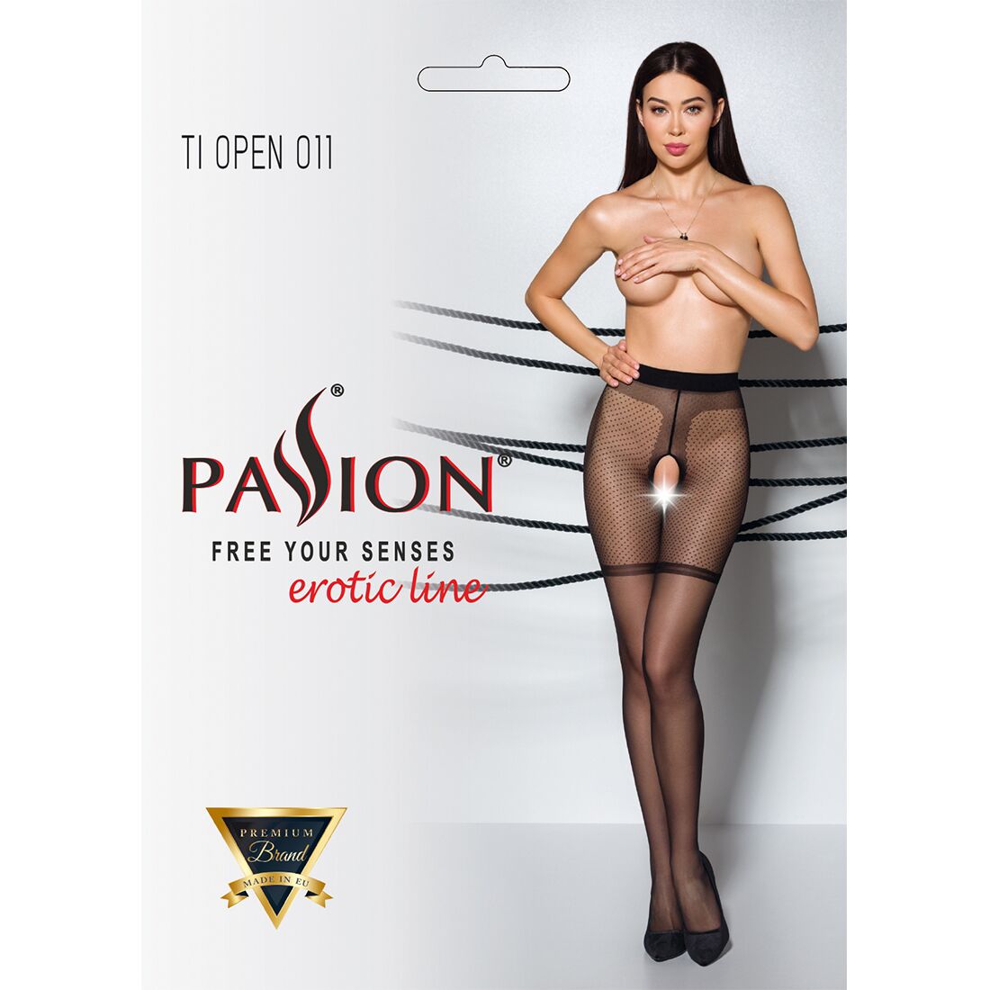 Passion (Польща) Колготки з відкритим доступом, контрастні шортики Passion TIOPEN 011 5 (20 den), black