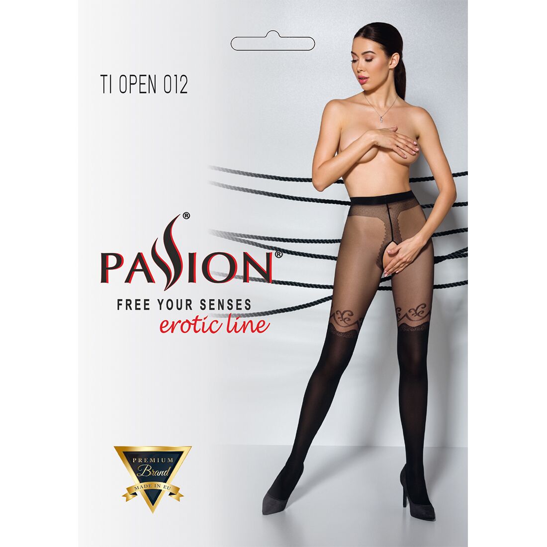 Passion (Польща) Колготки з відкритим доступом, подвійна щільність Passion TIOPEN 012 3/4 (20/40 den), black