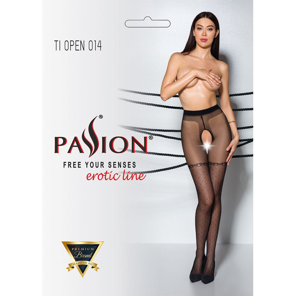 Passion (Польща) Колготки з відкритим доступом, імітація панчіх Passion TIOPEN 014 3/4 (20 den), black
