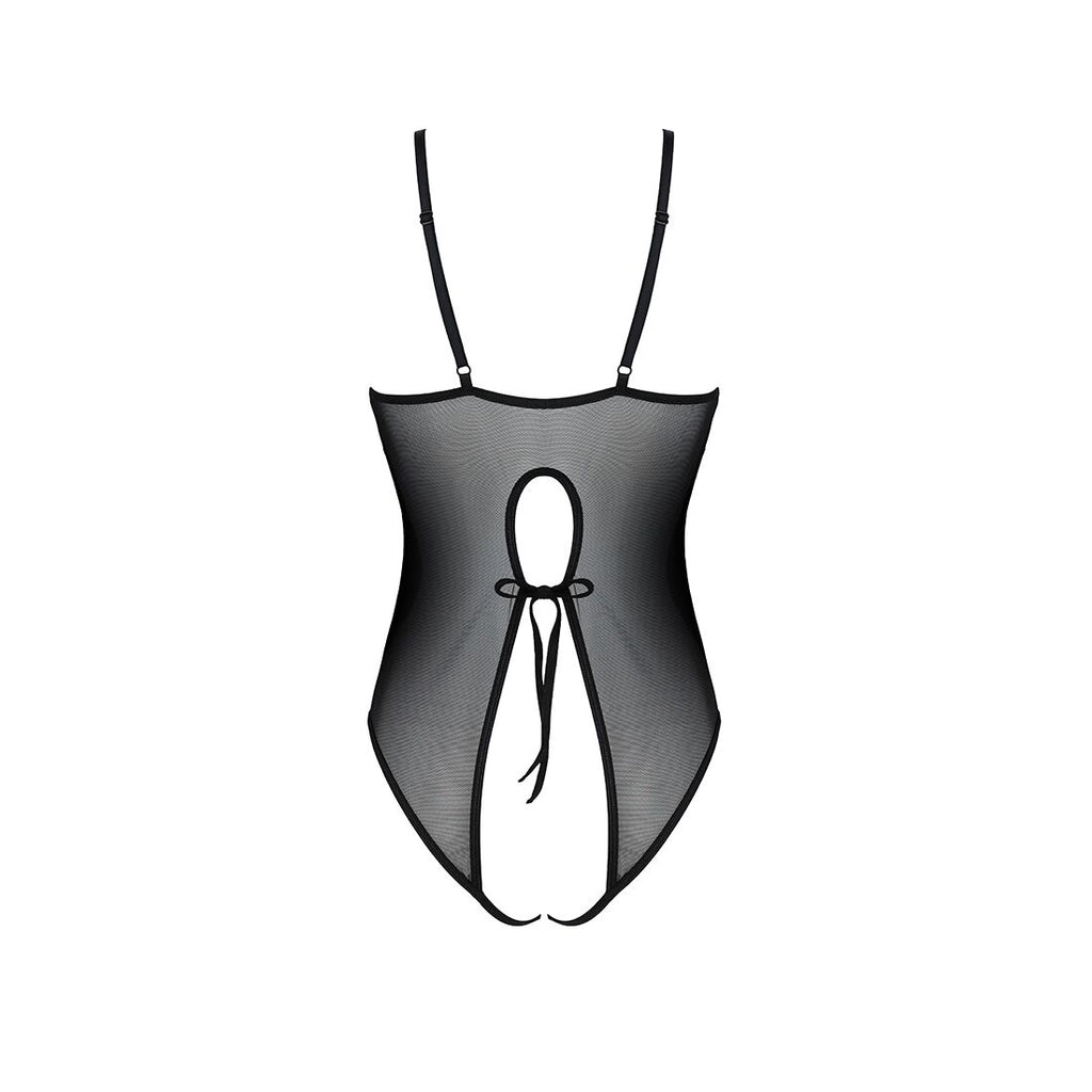 Passion (Польща) Боді з ажурним декором та відкритим кроком Passion URSULA BODY S/M, black