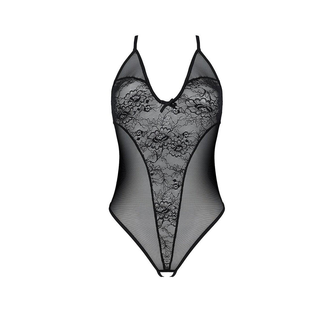 Passion (Польща) Боді з ажурним декором та відкритим кроком Passion URSULA BODY XXL/XXXL, black