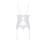 Корсет із пажами, трусики з ажурним декором та відкритим кроком Passion URSULA CORSET