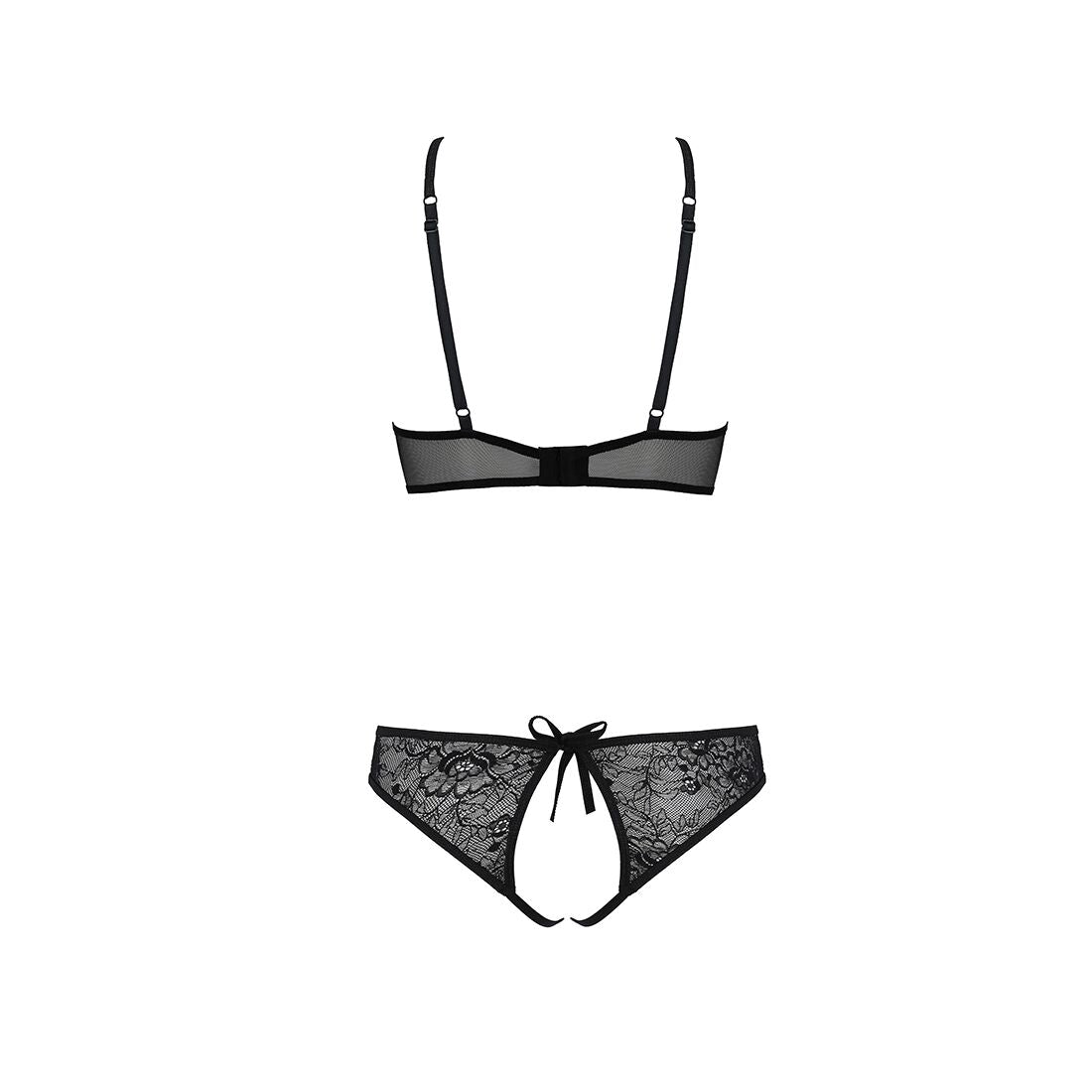 Passion (Польща) Комплект: бра, трусики з ажурним декором та відкритим кроком Passion URSULA SET XXL/XXXL, black