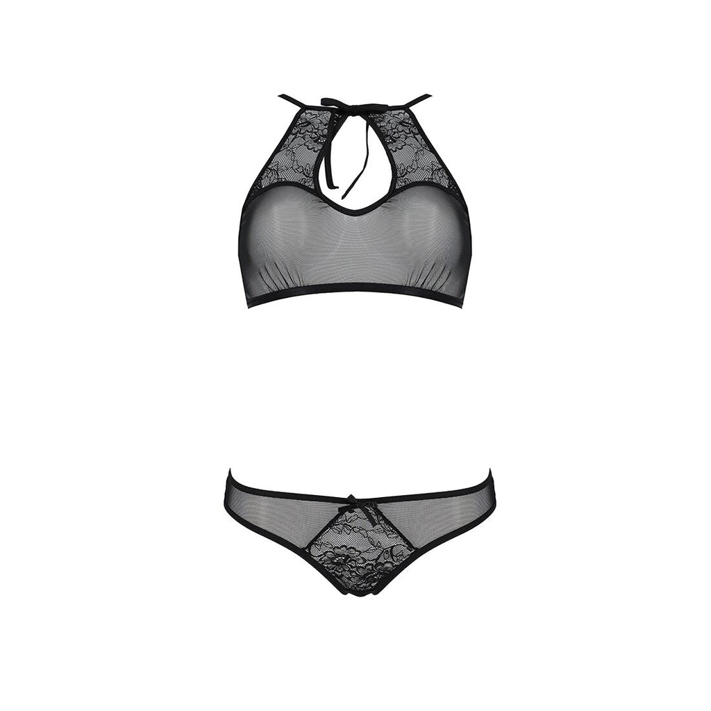 Passion (Польща) Комплект: бра, трусики з ажурним декором та відкритим кроком Passion URSULA SET XXL/XXXL, black