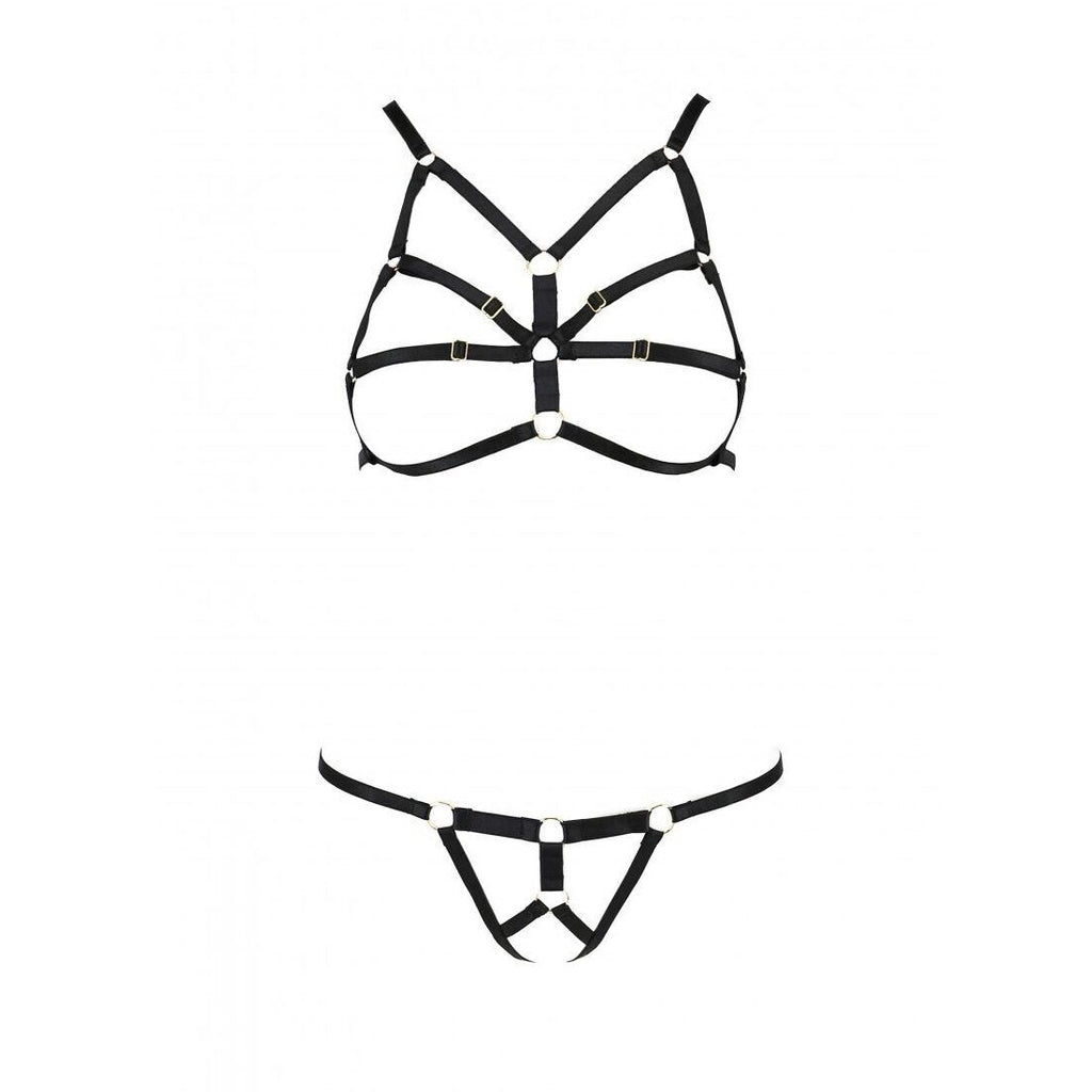 Passion (Польща) Комплект білизни зі стреп Passion Exclusive ARMANDA SET S/M, black