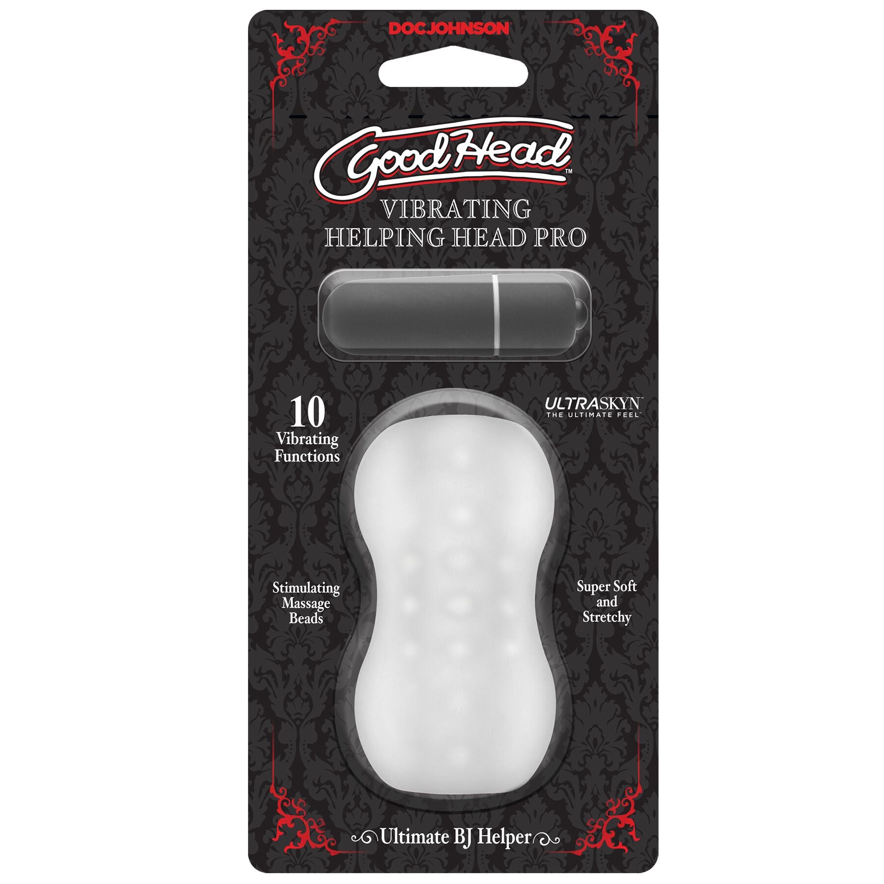 Doc Johnson (США) Мастурбатор з віброкулею Doc Johnson GoodHead – Vibrating Helping Head Pro – Frost