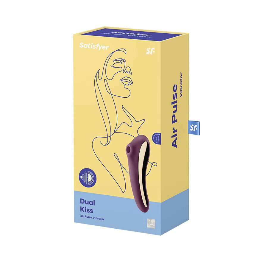 Вакуумний стимулятор з вібрацією Satisfyer Dual Kiss Wine Red