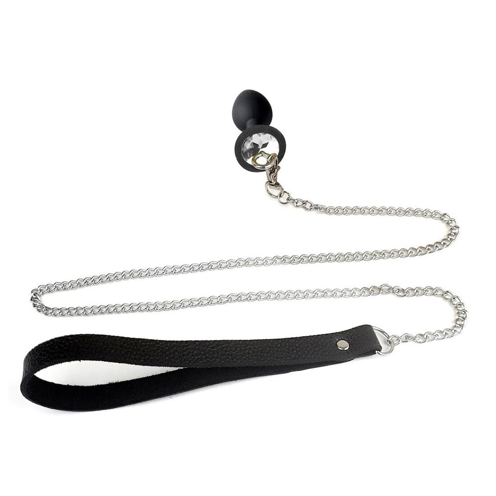 Силіконова анальна пробка Art of Sex Metal Anal Plug with Leash size M з повідце