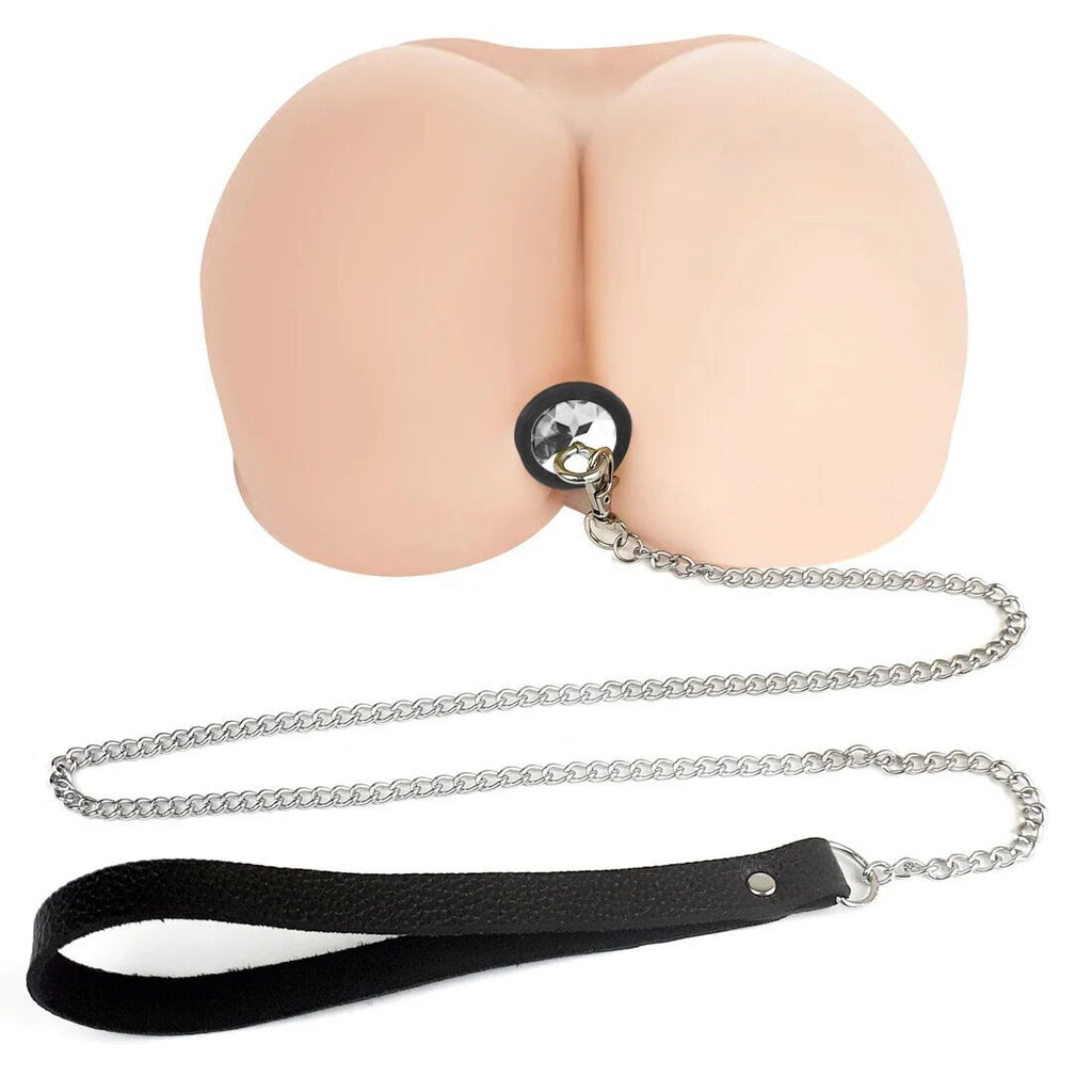 Силіконова анальна пробка Art of Sex Metal Anal Plug with Leash size M з повідце