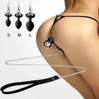 Силіконова анальна пробка Art of Sex Metal Anal Plug with Leash size L з повідце