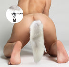 Металева анальна пробка з хвостом із натурального хутра Art of Sex size M White 