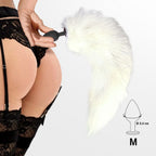 Силіконова анальна пробка з хвостом із натурального хутра Art of Sex size M Whit