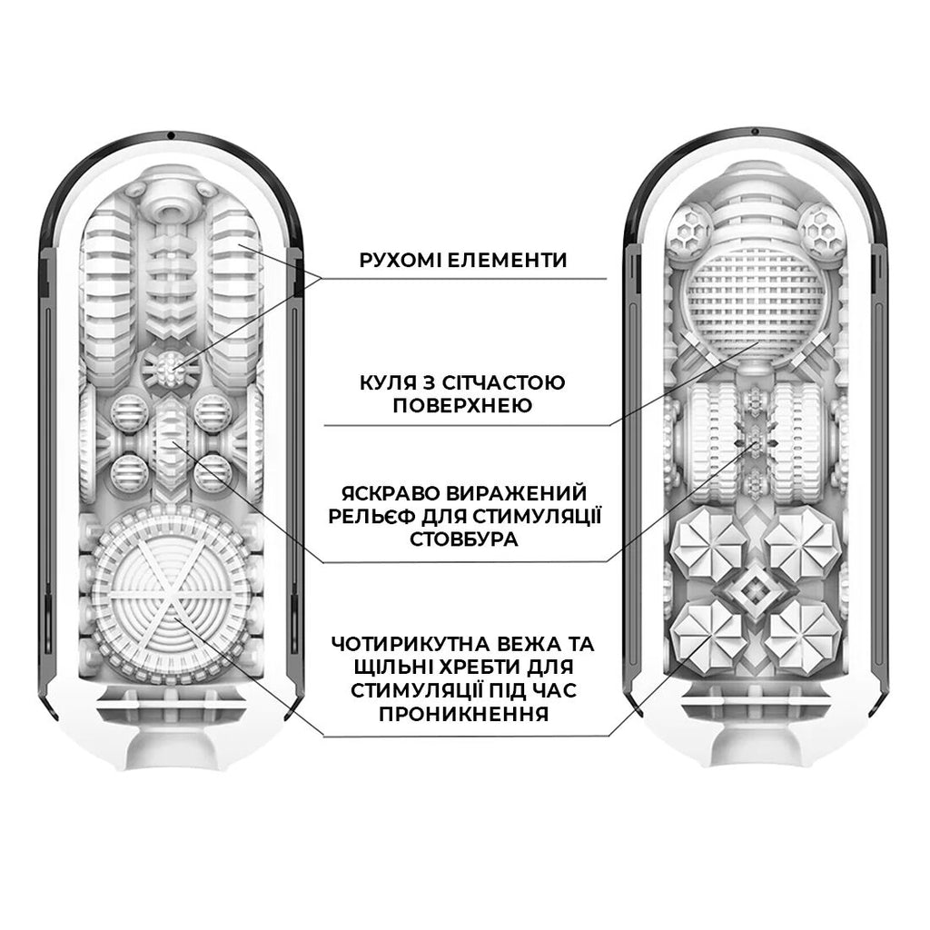 Tenga (Япония) Мастурбатор Tenga Flip Zero Gravity Back, змінна інтенсивність стимуляції, розкладний