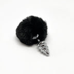 Металева анальна пробка Кролячий хвостик Alive Fluffy Twist Plug, діаметр 2,9 см