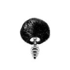 Металева анальна пробка Кролячий хвостик Alive Fluffy Twist Plug, діаметр 2,9 см