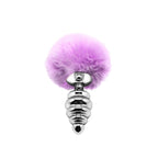 Металева анальна пробка Кролячий хвостик Alive Fluffy Twist Plug, діаметр 3,4 см