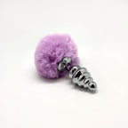 Металева анальна пробка Кролячий хвостик Alive Fluffy Twist Plug, діаметр 3,4 см