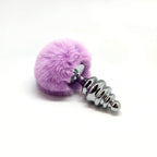 Металева анальна пробка Кролячий хвостик Alive Fluffy Twist Plug, діаметр 3,8 см