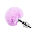 Металева анальна пробка Кролячий хвостик Alive Fluffy Twist Plug, діаметр 3,8 см