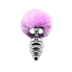 Металева анальна пробка Кролячий хвостик Alive Fluffy Twist Plug, діаметр 3,8 см