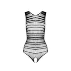 Бодістокінг з доступом Passion BS086 black, вертикальна сітка, виріз на спинці