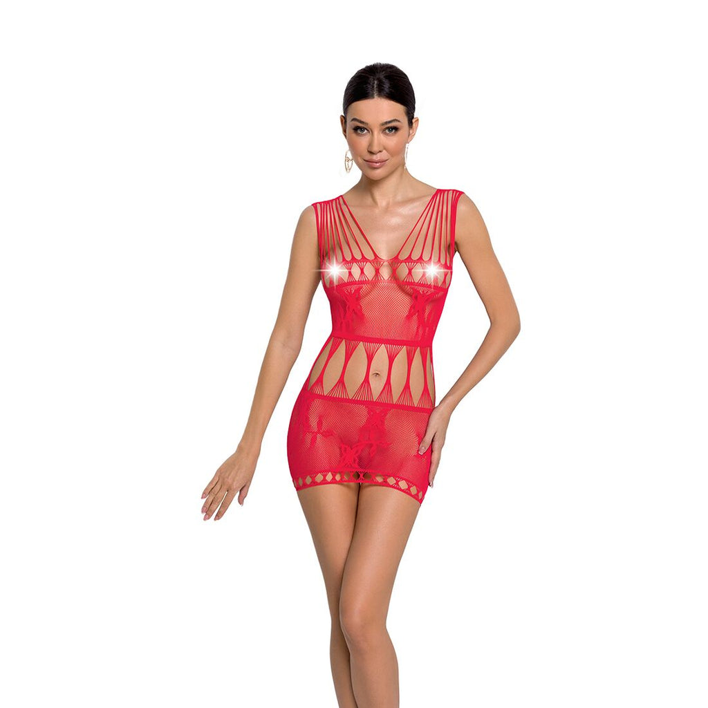 Passion (Польща) Бодістокінг мінісукня з метеликами Passion BS090 One Size red