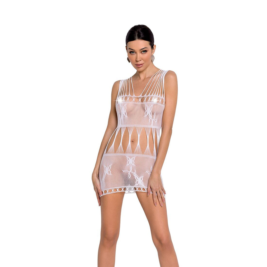 Passion (Польща) Бодістокінг мінісукня з метеликами Passion BS090 One Size white