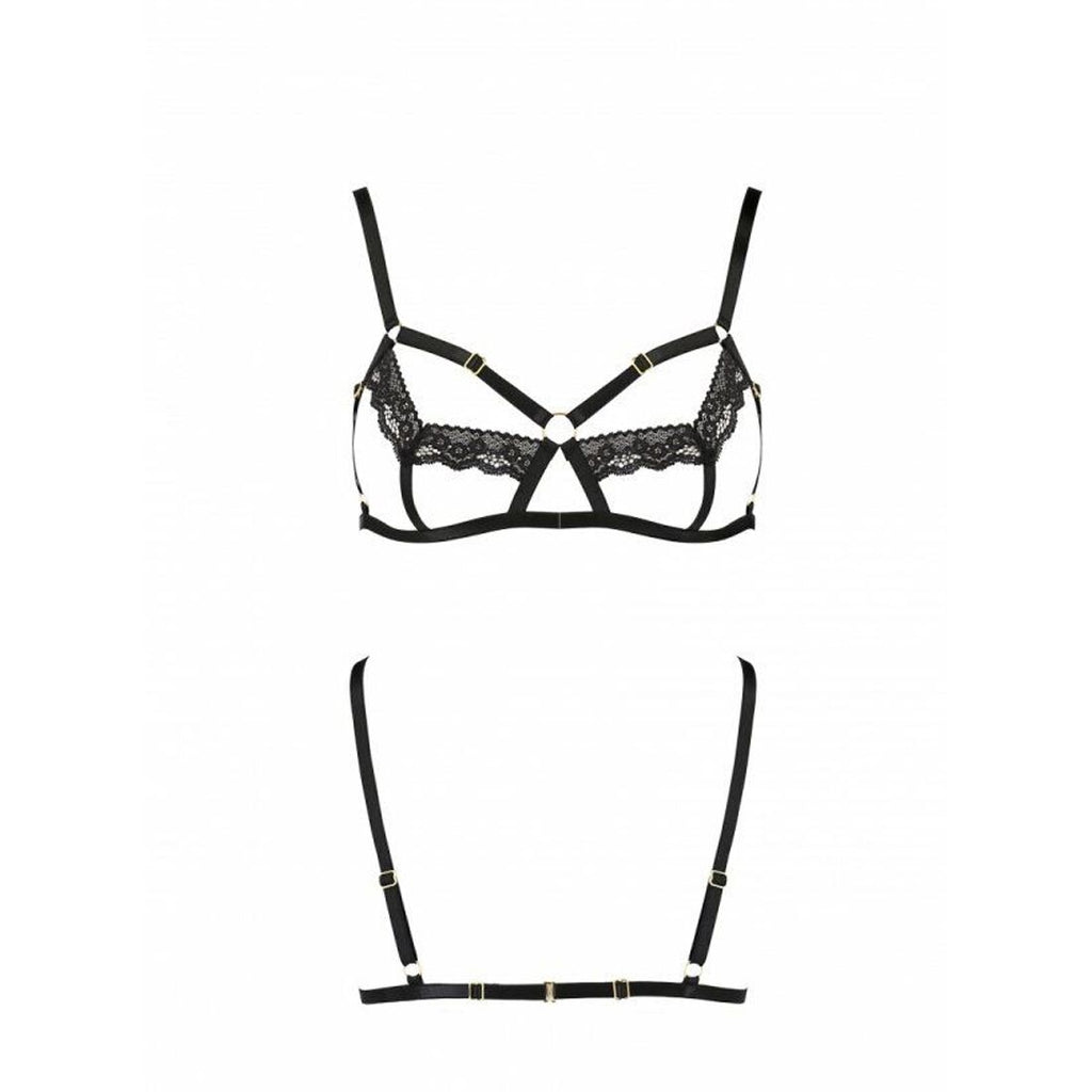 Passion (Польща) Бюстгальтер-стрепи з мереживом Passion Exclusive SOLON BRA XXL/XXXL, black