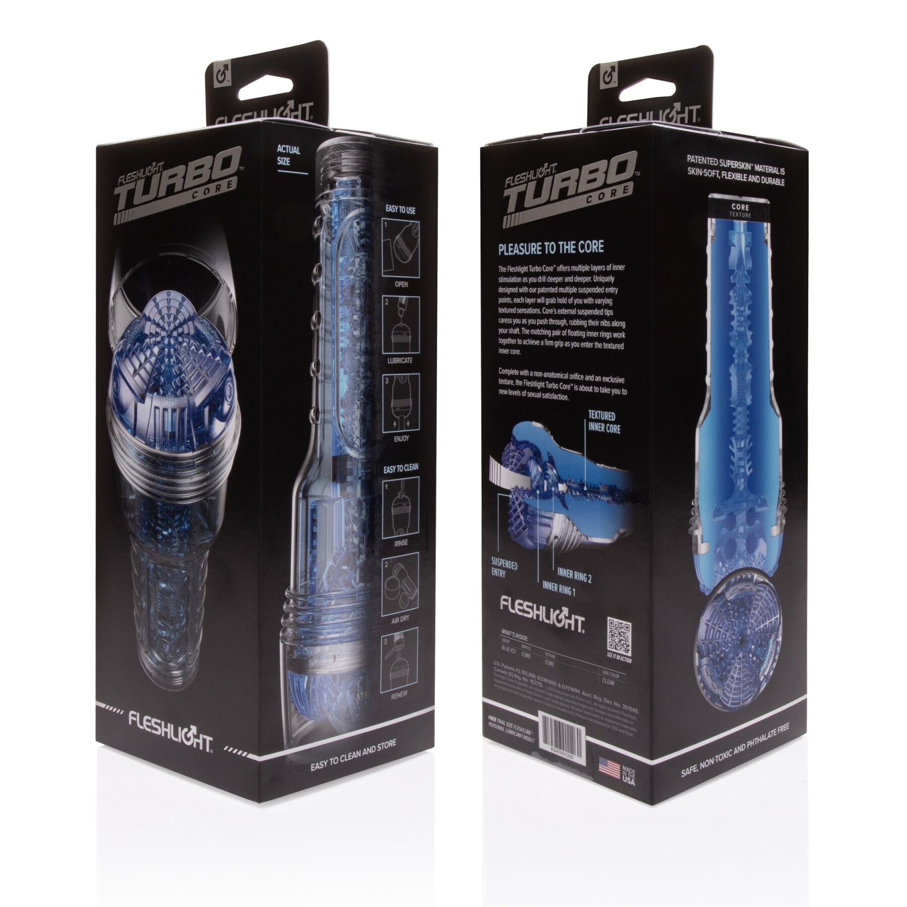 Fleshlight (США) Мастурбатор Fleshlight Turbo Core Blue Ice, оральний секс (глибоке горло)