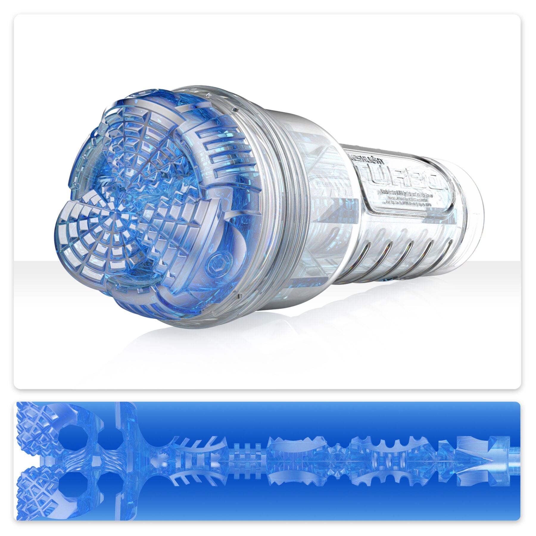 Fleshlight (США) Мастурбатор Fleshlight Turbo Core Blue Ice, оральний секс (глибоке горло)