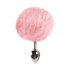 Металева анальна пробка М Art of Sex - Metal Butt plug Rabbit Tail Soft pink, діаметр 3,4 см