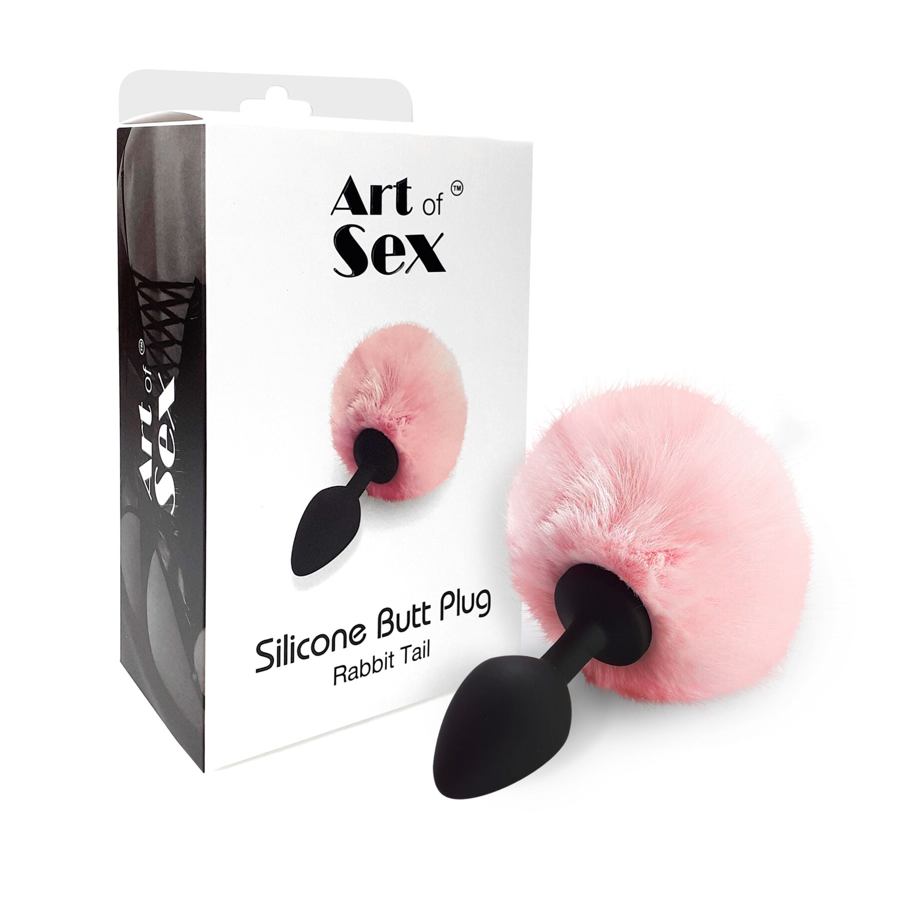 Силіконова анальна пробка М Art of Sex - Silicone Butt plug Rabbit Tail Pink, ді