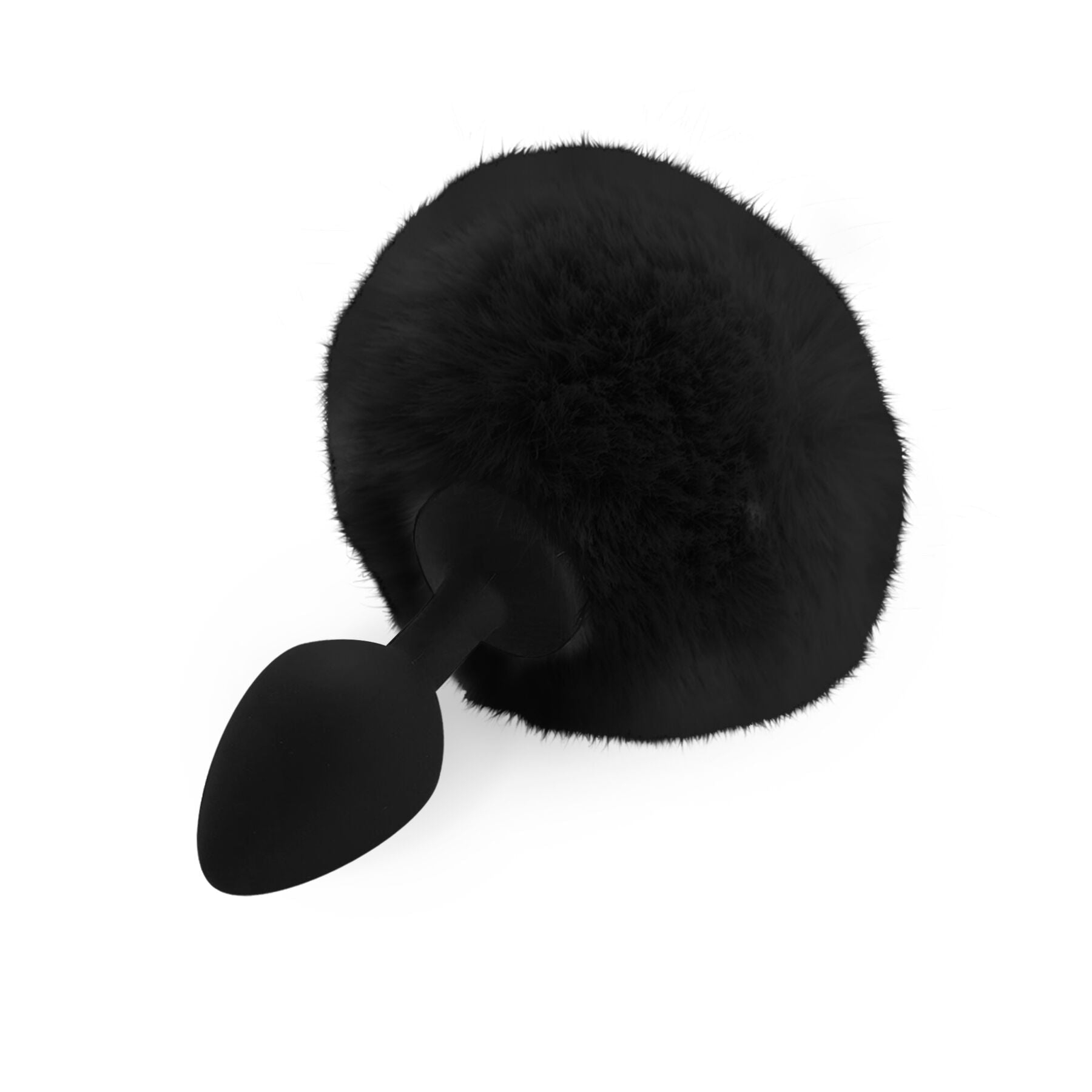 Силіконова анальна пробка М Art of Sex - Silicone Butt plug Rabbit Tail Black, д