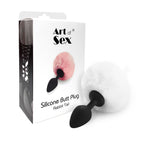 Силіконова анальна пробка М Art of Sex - Silicone Butt plug Rabbit Tail, діаметр 3,5 см