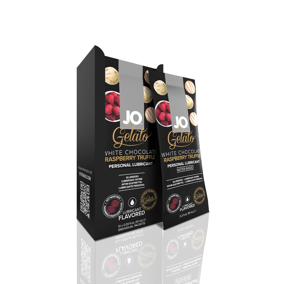 JO (США) Набір лубрикантів Foil Display Box – JO Gelato - White Chocolate Raspberry – 12 × 10ml