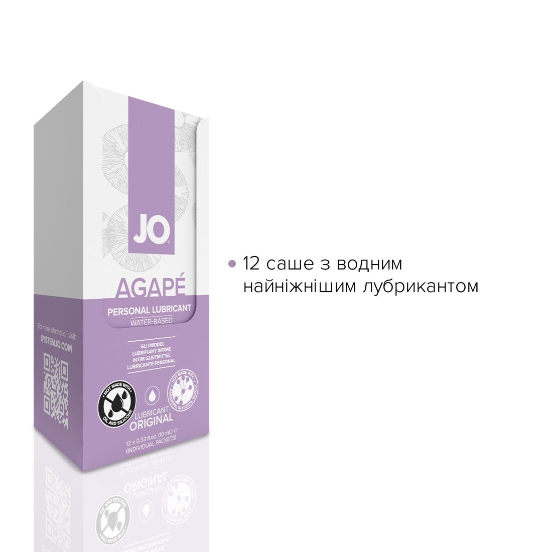 JO (США) Набір лубрикантів Foil Display Box – JO Agape Lubricant – 12 × 10ml