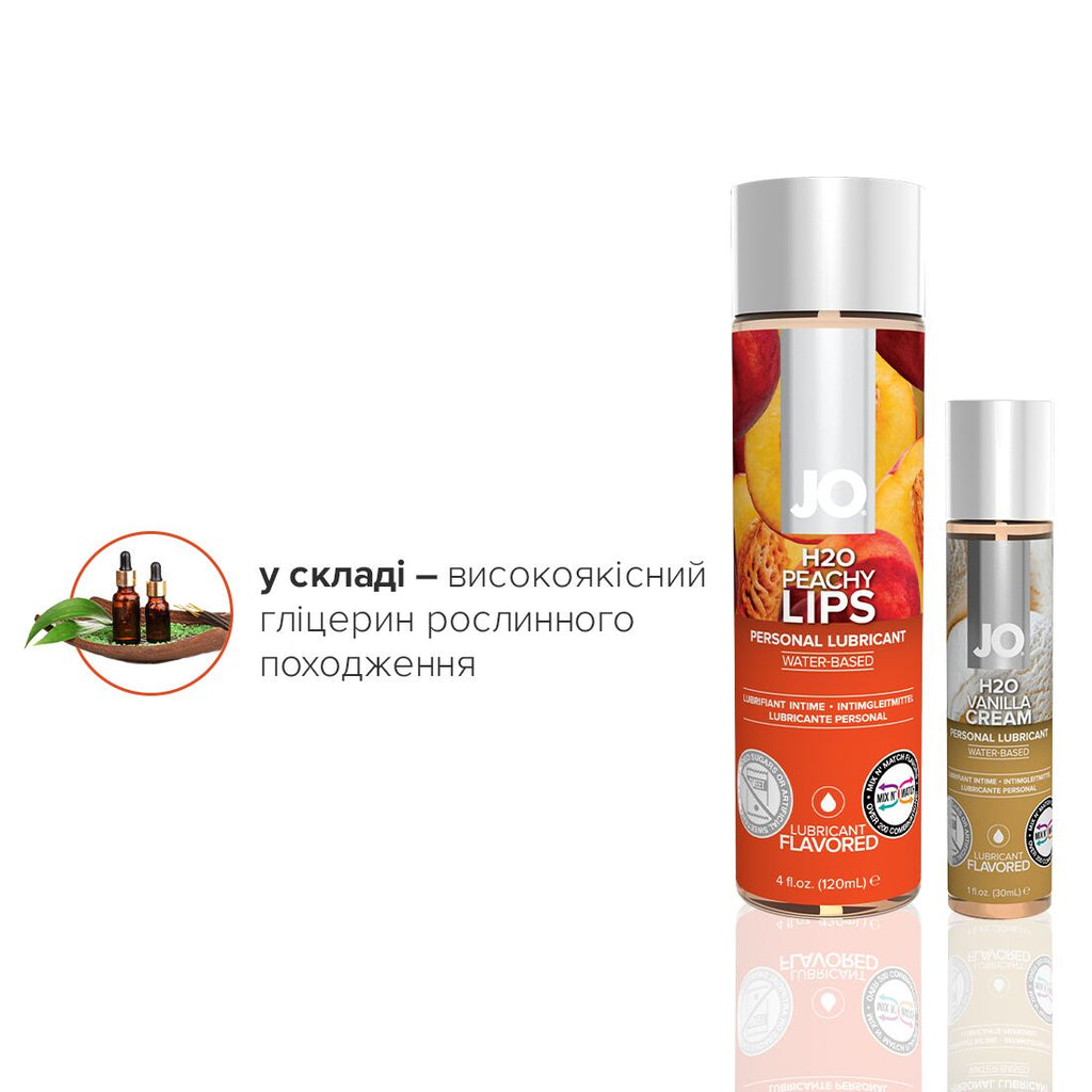 JO (США) Комплект JO GWP — Peaches & Cream — Peachy Lips 120 мл & H2O Vanilla 30 мл