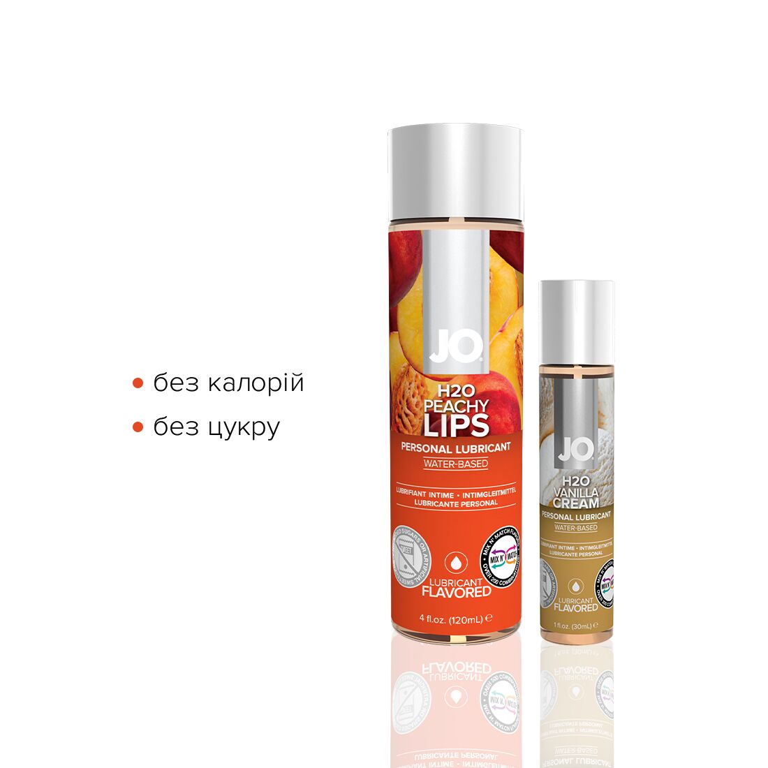 JO (США) Комплект JO GWP — Peaches & Cream — Peachy Lips 120 мл & H2O Vanilla 30 мл