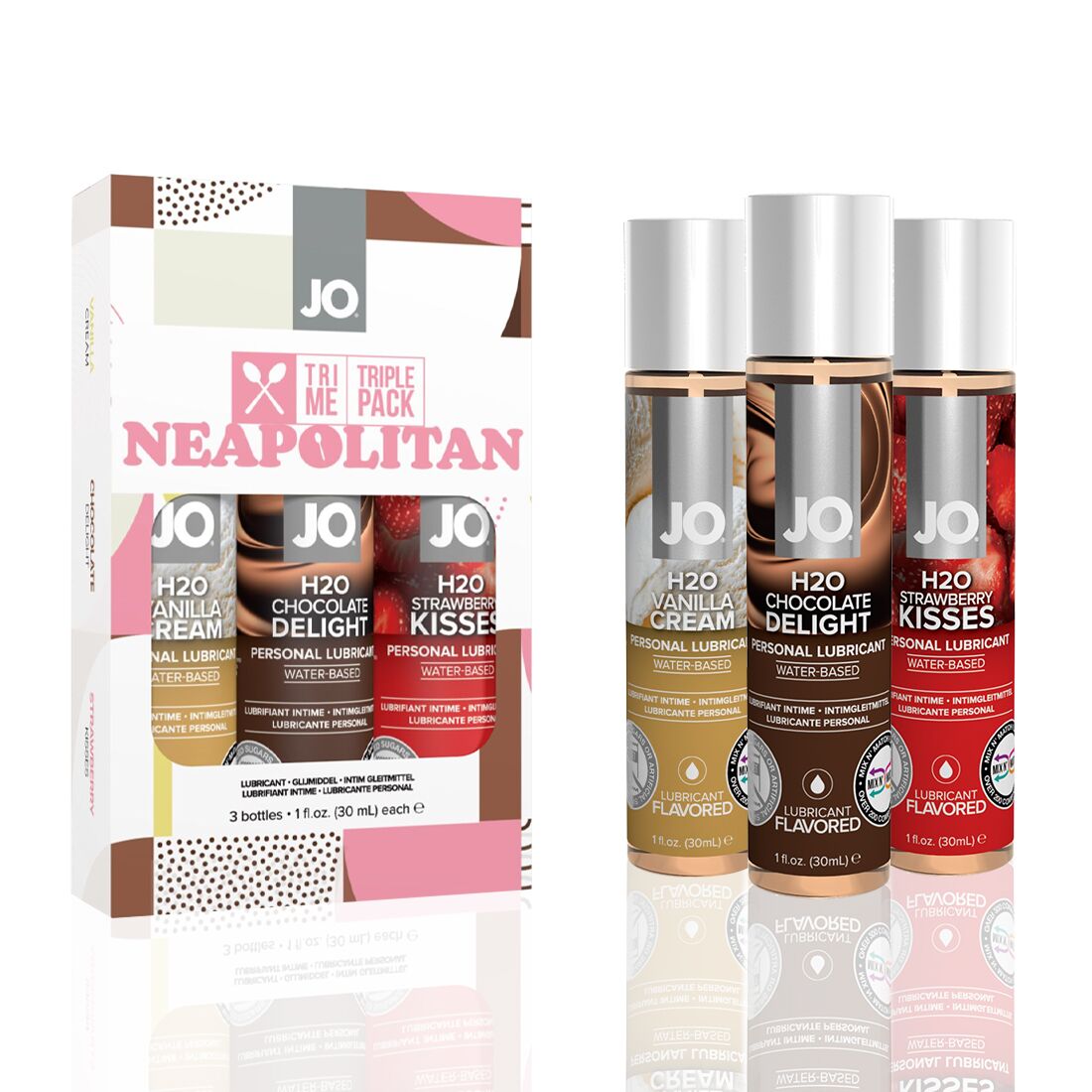 JO (США) Набір JO Tri-Me Triple Pack — Neapolitan (3×30 мл) три різні смаки оральних змазок