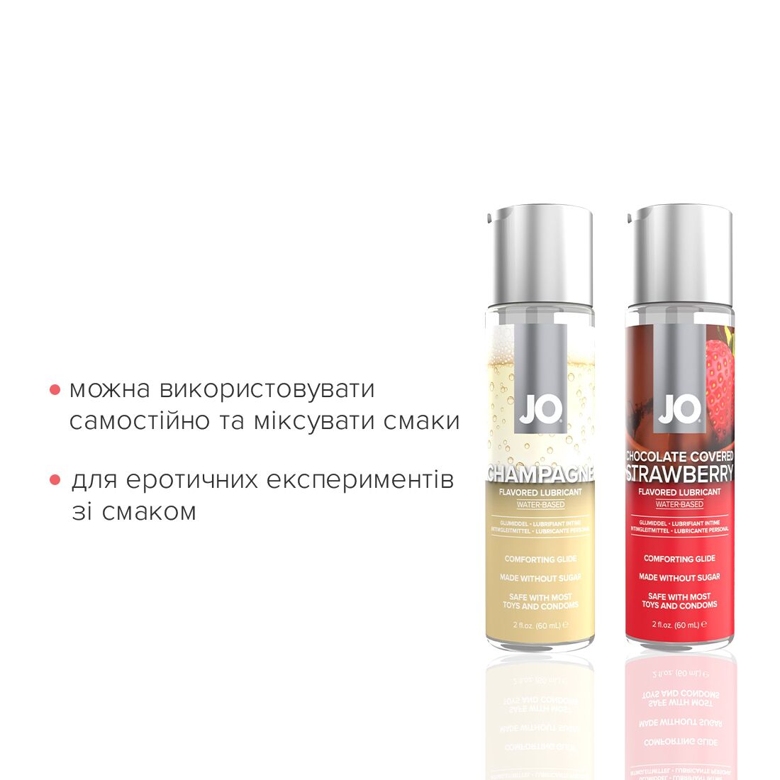 JO (США) Набір лубрикантів JO Sweet&Bubbly — Champagne & Chocolate Covered Strawberry (2×60 мл)