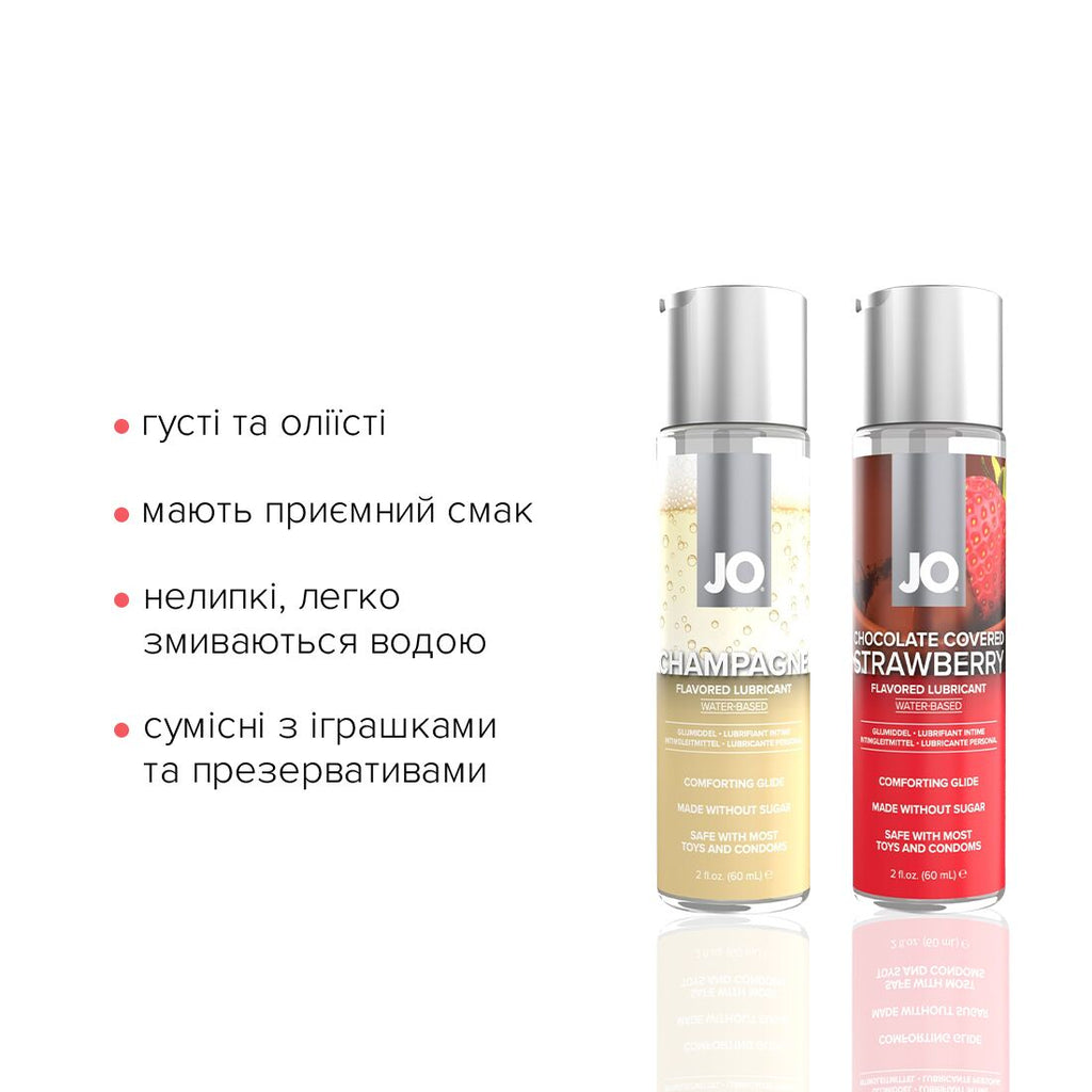 JO (США) Набір лубрикантів JO Sweet&Bubbly — Champagne & Chocolate Covered Strawberry (2×60 мл)
