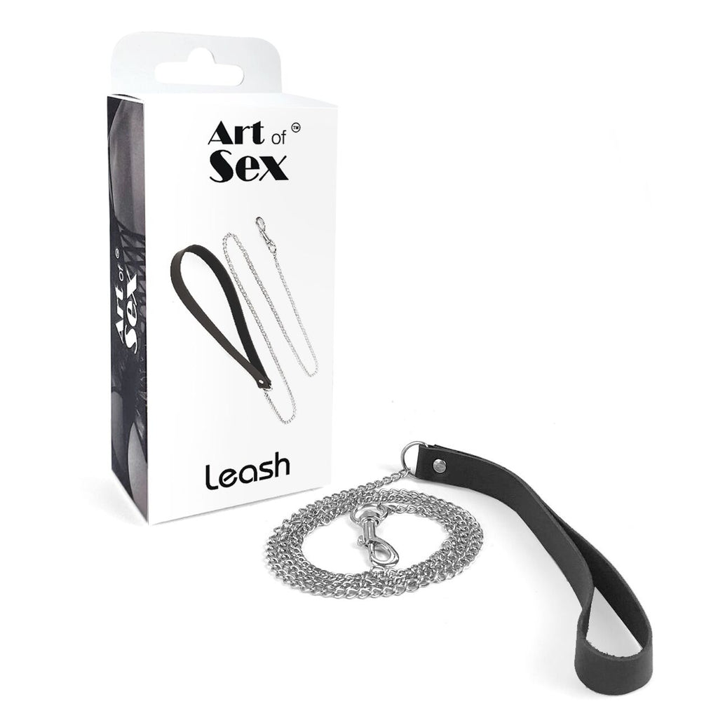 Art of Sex (Україна) Повідець на ланцюжку із натуральної шкіри Art of Sex - Leash, колір Чорний