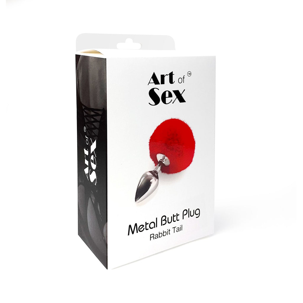 Металева анальна пробка М Art of Sex - Metal Butt plug Rabbit Tail Black, діаметр 3,4 см