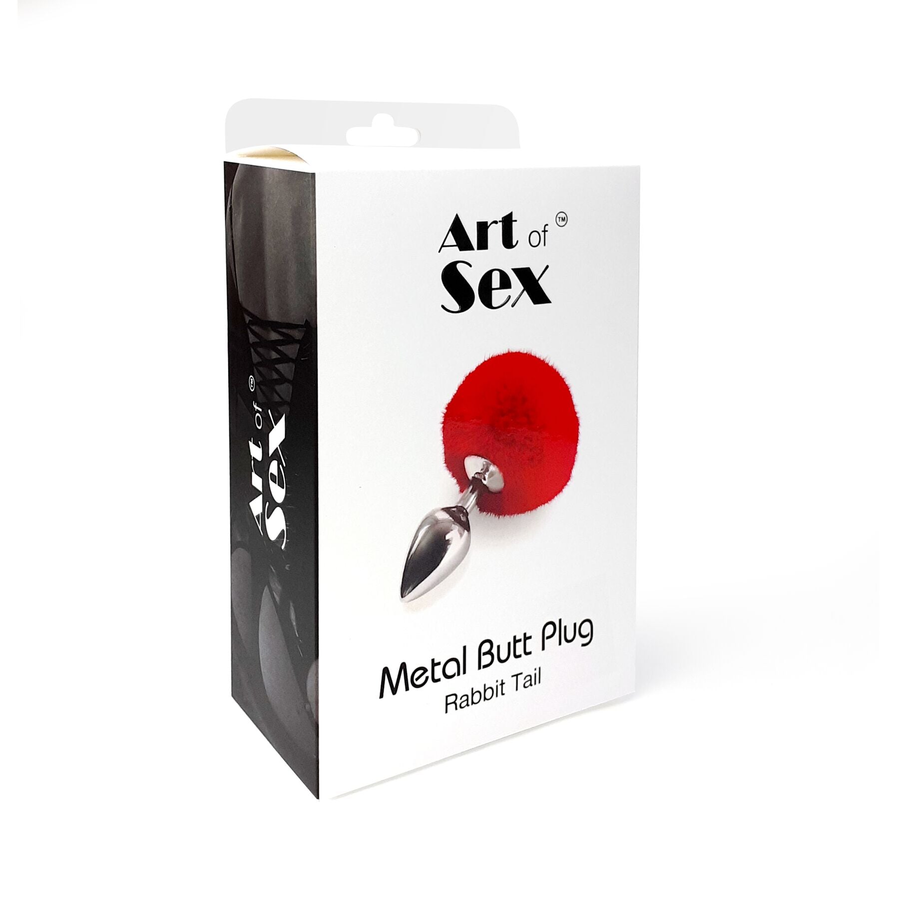 Металева анальна пробка М Art of Sex - Metal Butt plug Rabbit Tail Black, діаметр 3,4 см