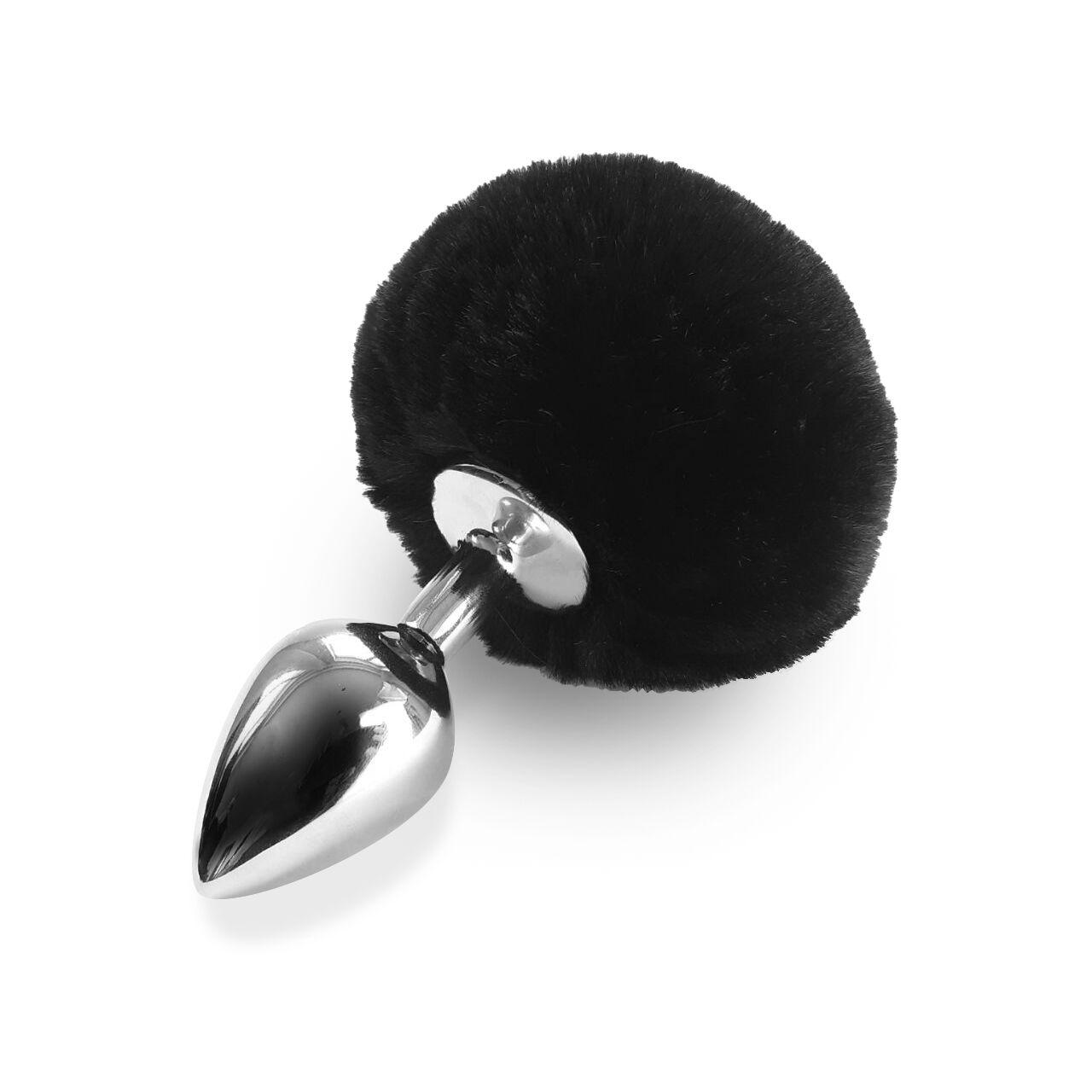 Металева анальна пробка М Art of Sex - Metal Butt plug Rabbit Tail Black, діамет