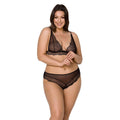 Passion (Польща) Комплект білизни Passion AMBERLY SET 4XL/5XL black, ліф, трусики бразиліана, люрексова нитка