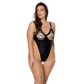Passion (Польща) Боді з екошкіри Passion CELINE BODY 4XL/5XL black, з доступом, відкритий