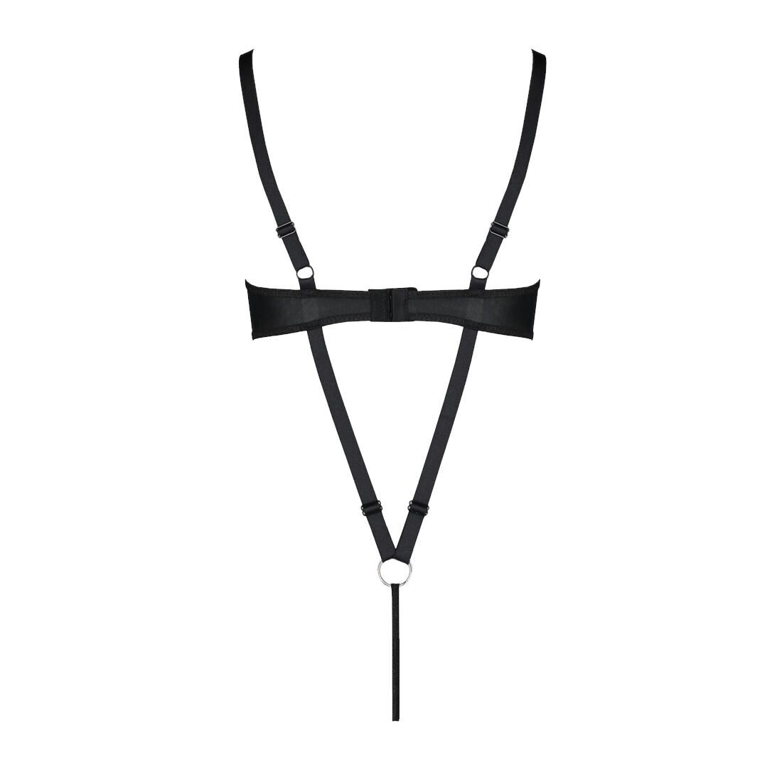 Passion (Польща) Боді з екошкіри Passion CELINE BODY 4XL/5XL black, з доступом, відкритий