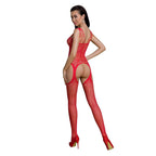 Бодістокінг Passion ECO BS004 red відкритий доступ, імітація підв’язок, квіткови
